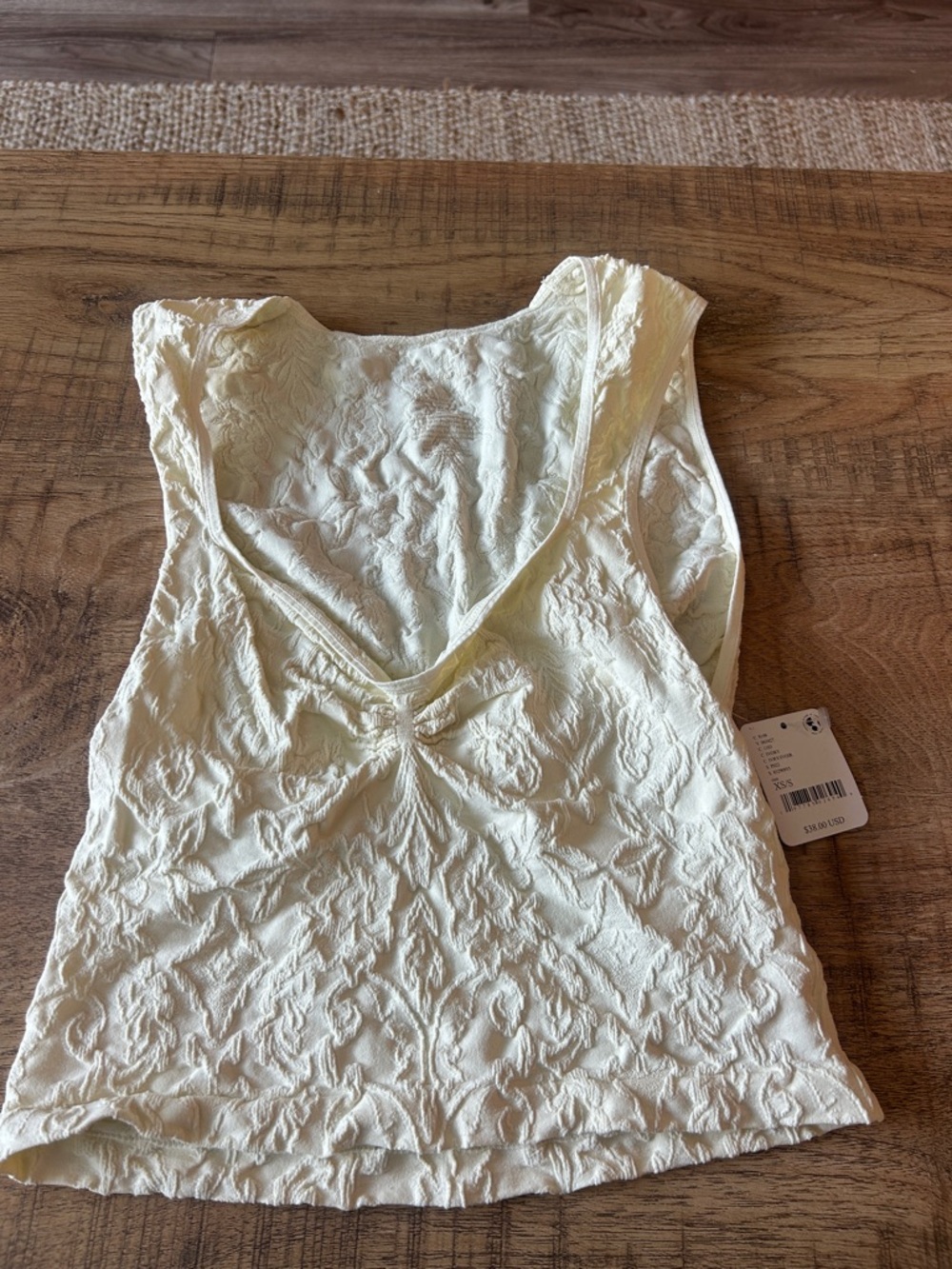 Free People Cream Textured V-Neck Camisole